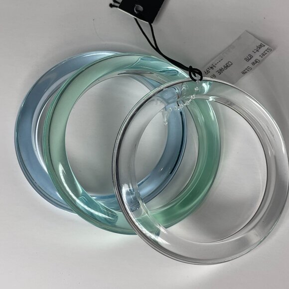 BaubleBar Acrylic Stacking Bracelets Clear Pastel Green Blue Bangles Set of 3 - Picture 1 of 4